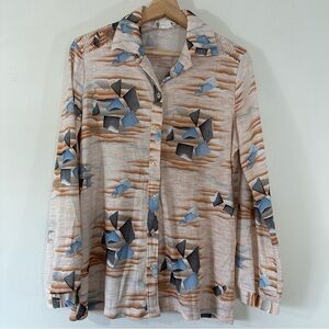 Vintage Trissi Button down graphic geometric desert Dali large 70’s